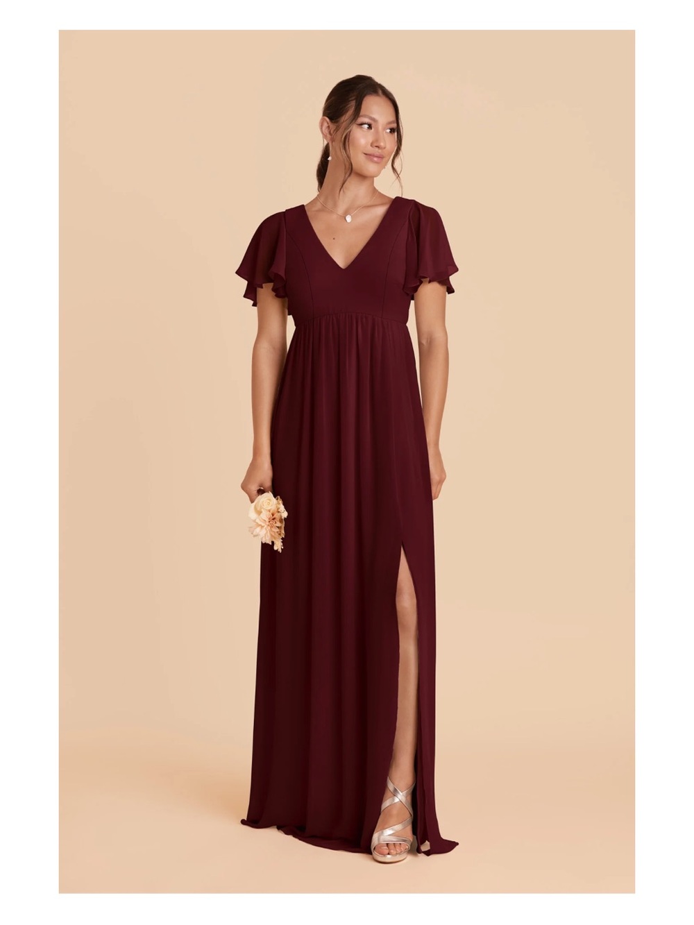 birdy grey chiffon cabernet hannah empire bridesmaids dress size large